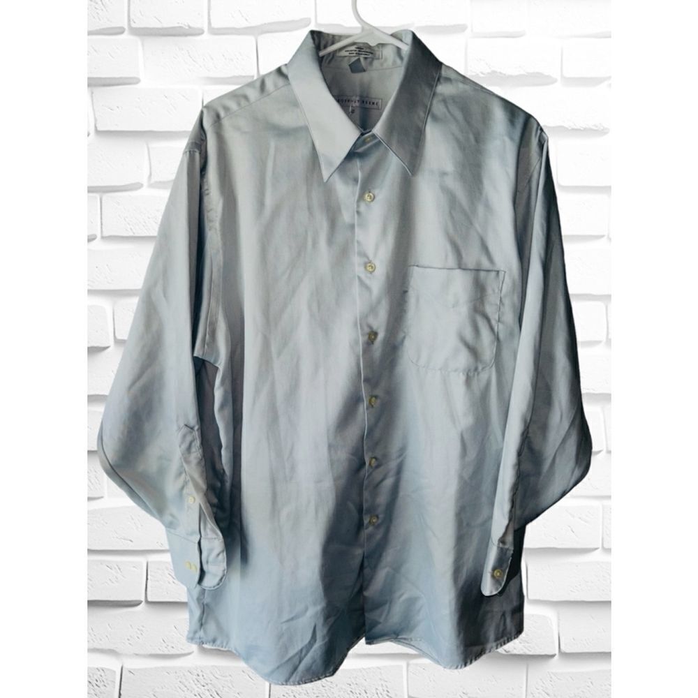 Geoffrey Beene Men’s Size 17 32/33 Sateen Long Sleeve Casual Button Down Shirt
